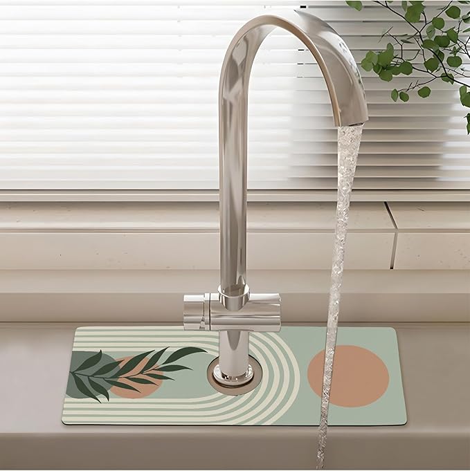 Patterned Sink Faucet Mat Kitchen Splash Guard Super Absorbent Drying Mat