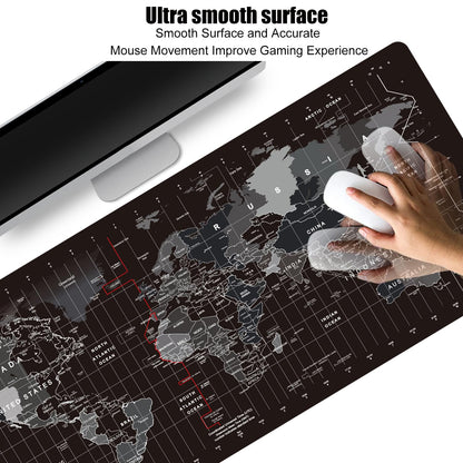 HGWALP Large Gaming Mouse Pad Black World Map Mouse Pad with Anti-Slip Rubber Base, Extended XXL Long Keyboard Pad Big Mouse Pads for Desk,31.5 X 11.8 Inch