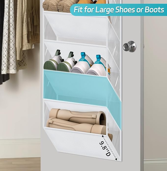 AOODA 10 Tier Clear Over the Door Shoe Organizer Storage, Deep Pockets Large