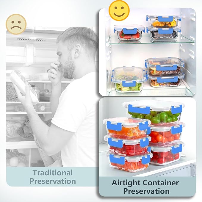 12 Pack Glass Food Storage Container Set