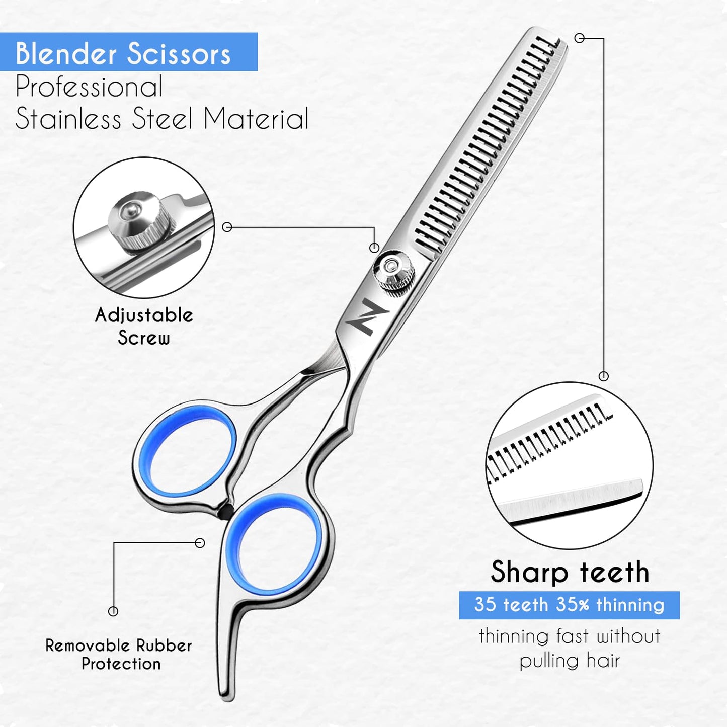 Dog Grooming Scissors Set, Pet Cat Hair Cutting Trimming Scissors - Straight with Leather Pouch – Stainless Steel (Pet Scissor Set)