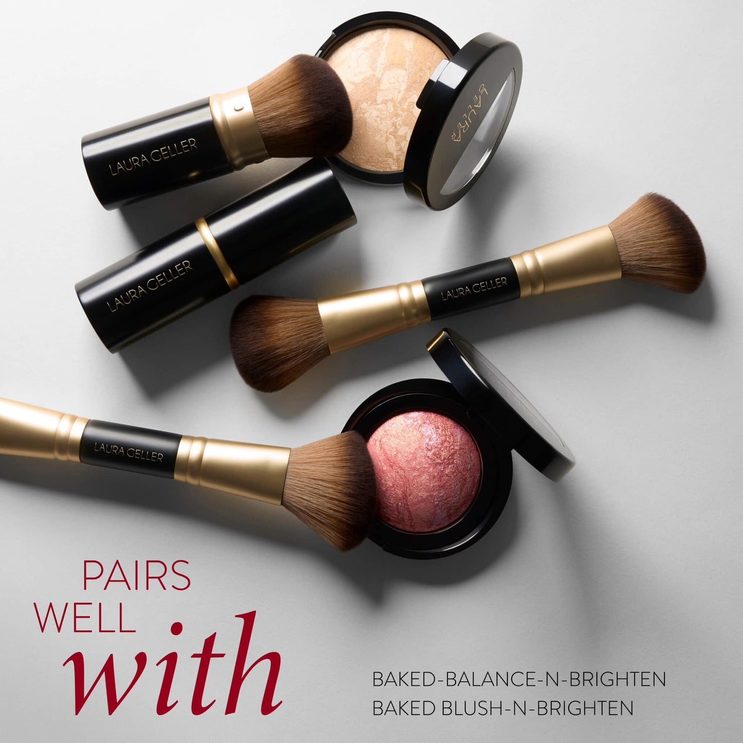 LAURA GELLER NEW YORK Retractable Black Kabuki Brush for Liquid, Cream and Powder Face Makeup With Aluminum Handle