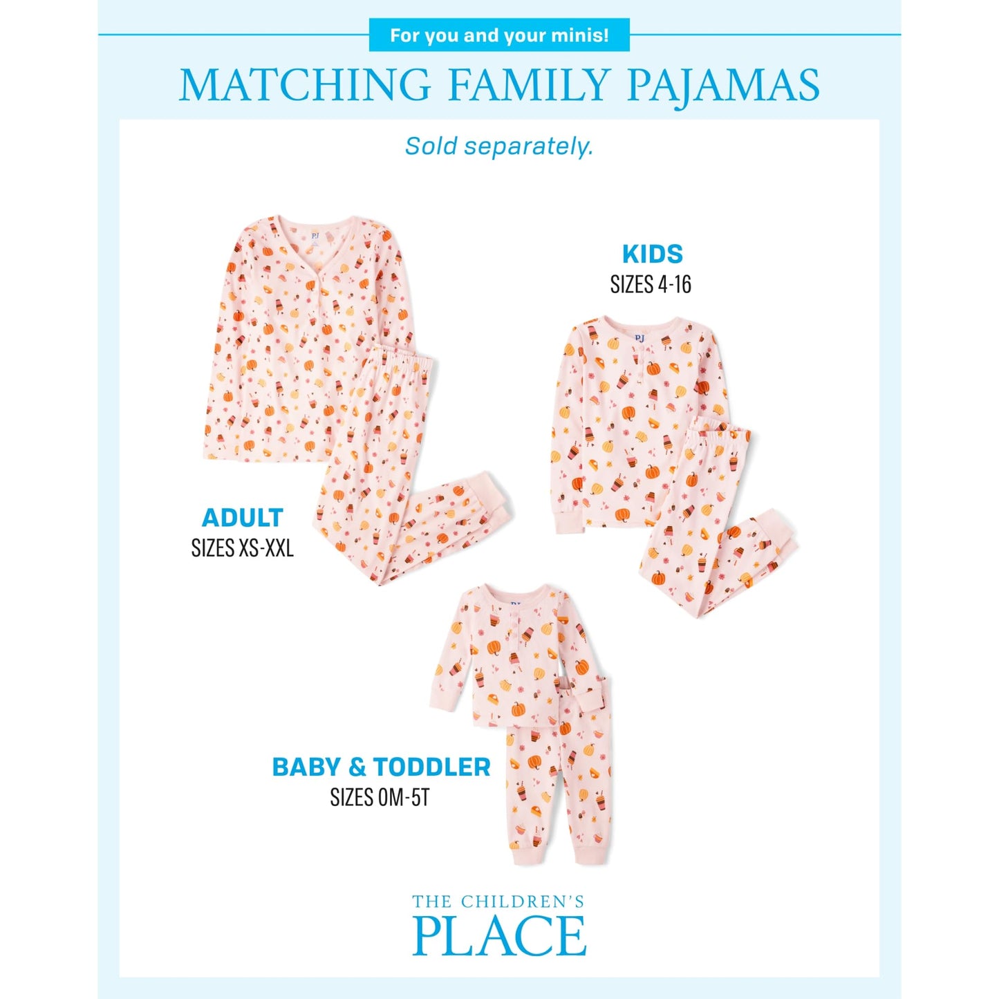 The Children's Place Baby Adult Family Matching, Christmas and Holiday Pajama Sets, Cotton, Pumpkin/Candy Halloween
