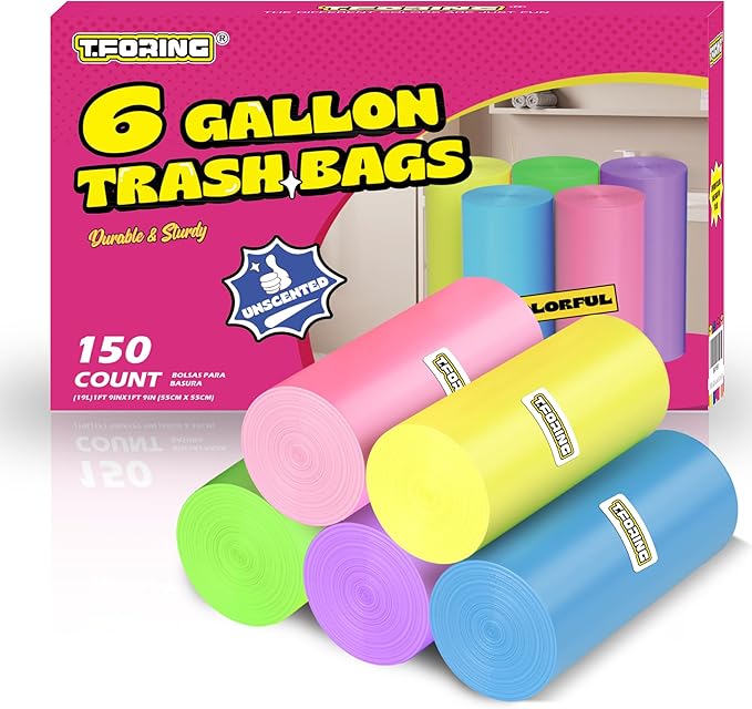 6 Gallon Trash Bags Colored 0.94 Mil Thick