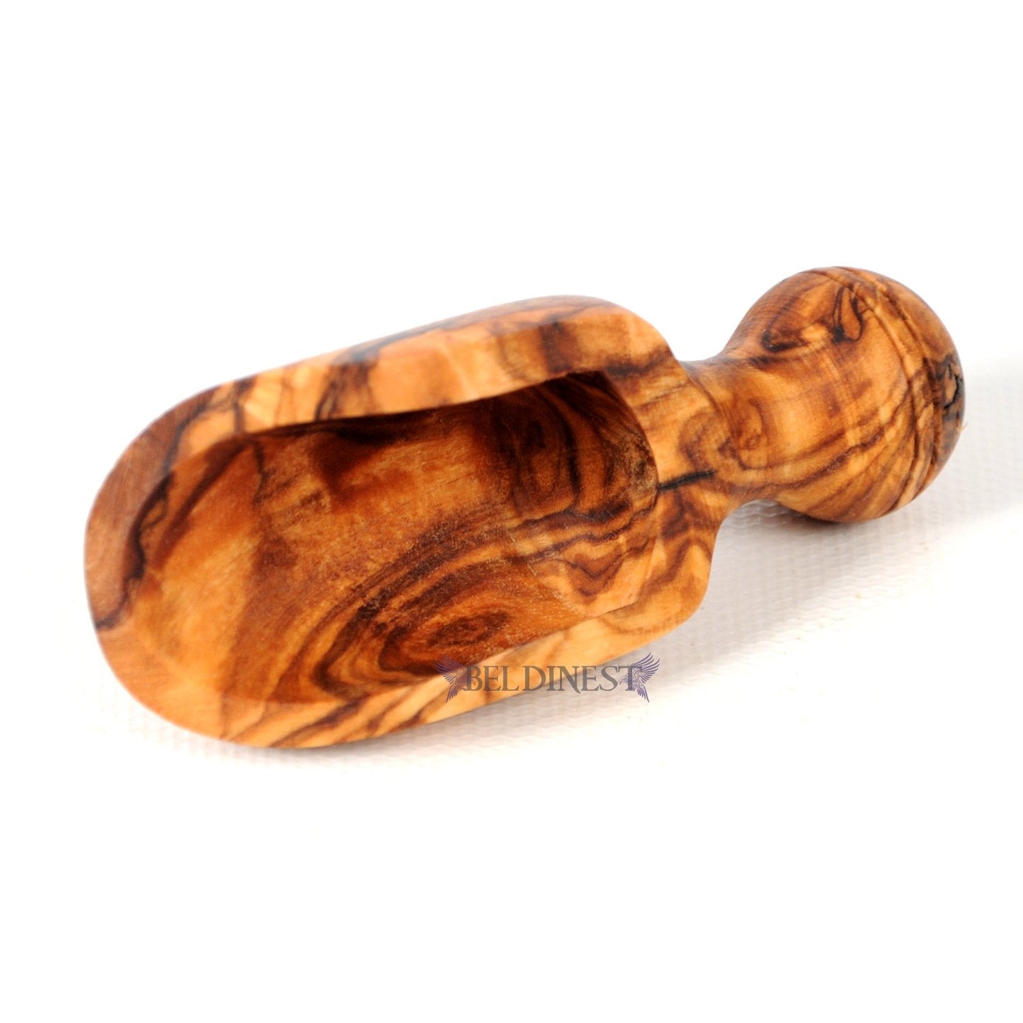 Olive Wood 3.25" Set of 2 Wooden Bath Salt Scoops, Hand Carved Medium Size Wooden Seasoning Scoops