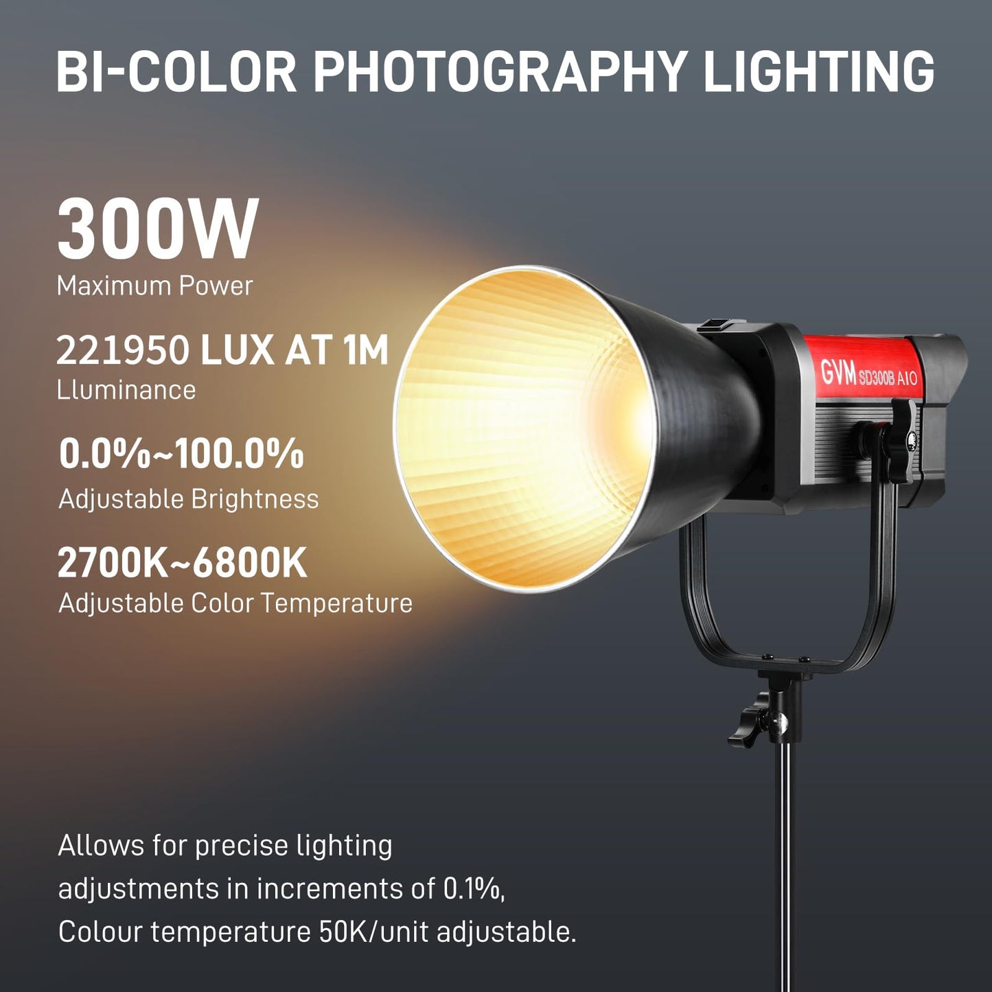 GVM 300W Video Light Kit with Lantern Softbox, SD300B AIO Photography Light with Bluetooth Control, 12 Scene Modes, 2700K-6800K Professional Studio Filming LED Light for YouTube, Vlog, Live Streaming