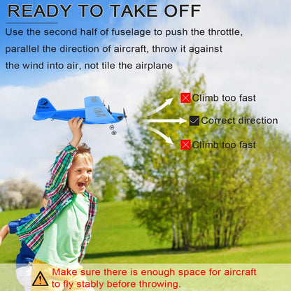 Makerfire RC Airplane FX-803 RTF RC Plane 2.4GHz 2CH Built-in 6-Axis Gyro EPP Remote Control Airplane Glider Easy to Fly for Beginner Adults Kids (Blue)