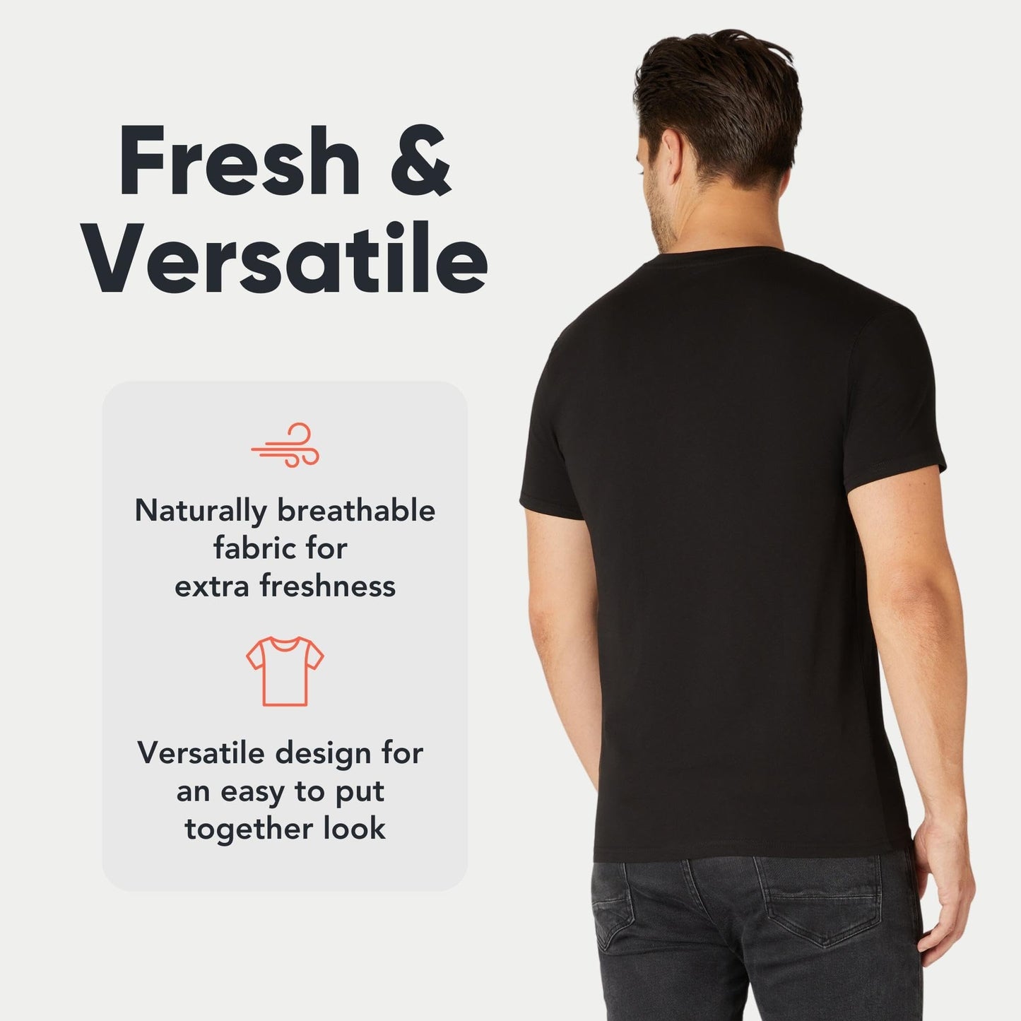 FM London 3/5-Pack Mens T Shirt - Premium Weight T-Shirts for Men with Lightly Fitted Design - Super Soft - Made with 100% Cotton - Stretch Fit for Any Occasion - Durable Comfort Fit