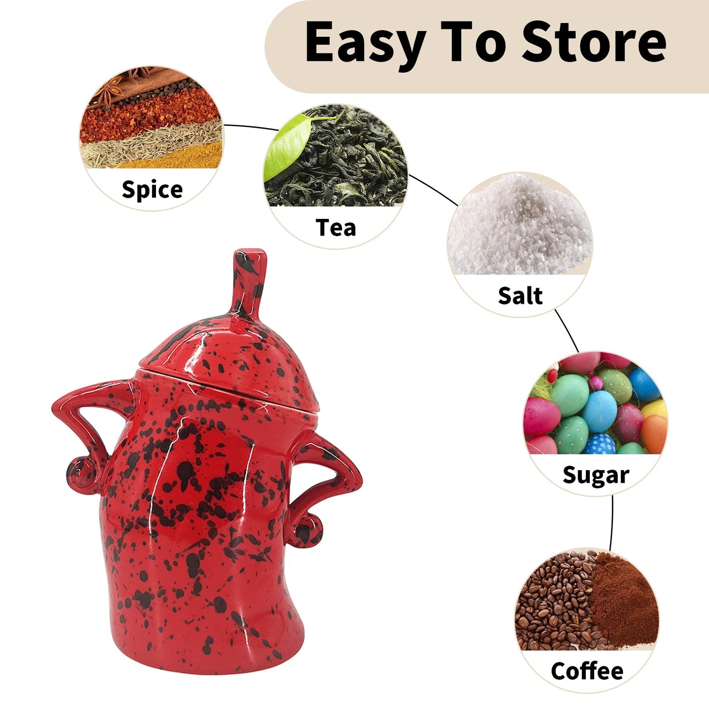 GXOPIEV Ceramic Canister with Attitude 28oz,Sassy Canister,Ceramic Tea canister, Red Ceramic Coffee Canister for Coffee Beans, Tea, Sugar, Salts, Spice and More (800ml)