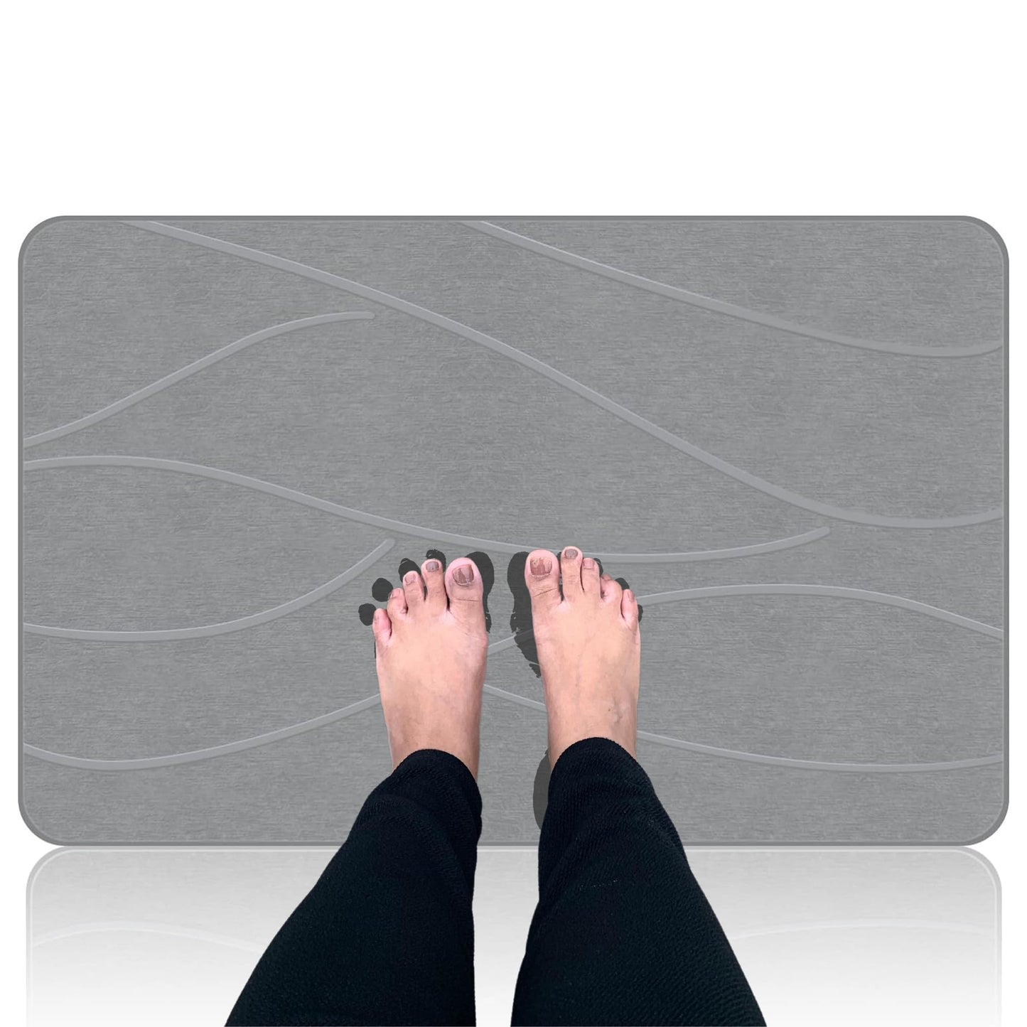 IDYFODOL Diatomite Stone Bath Mat Super Absorbent Quick Dry Easy to Clean Non Slip Versatile Mat for Bathroom, Kitchen, and More - 40x60 cm (Diatomite, Grey)