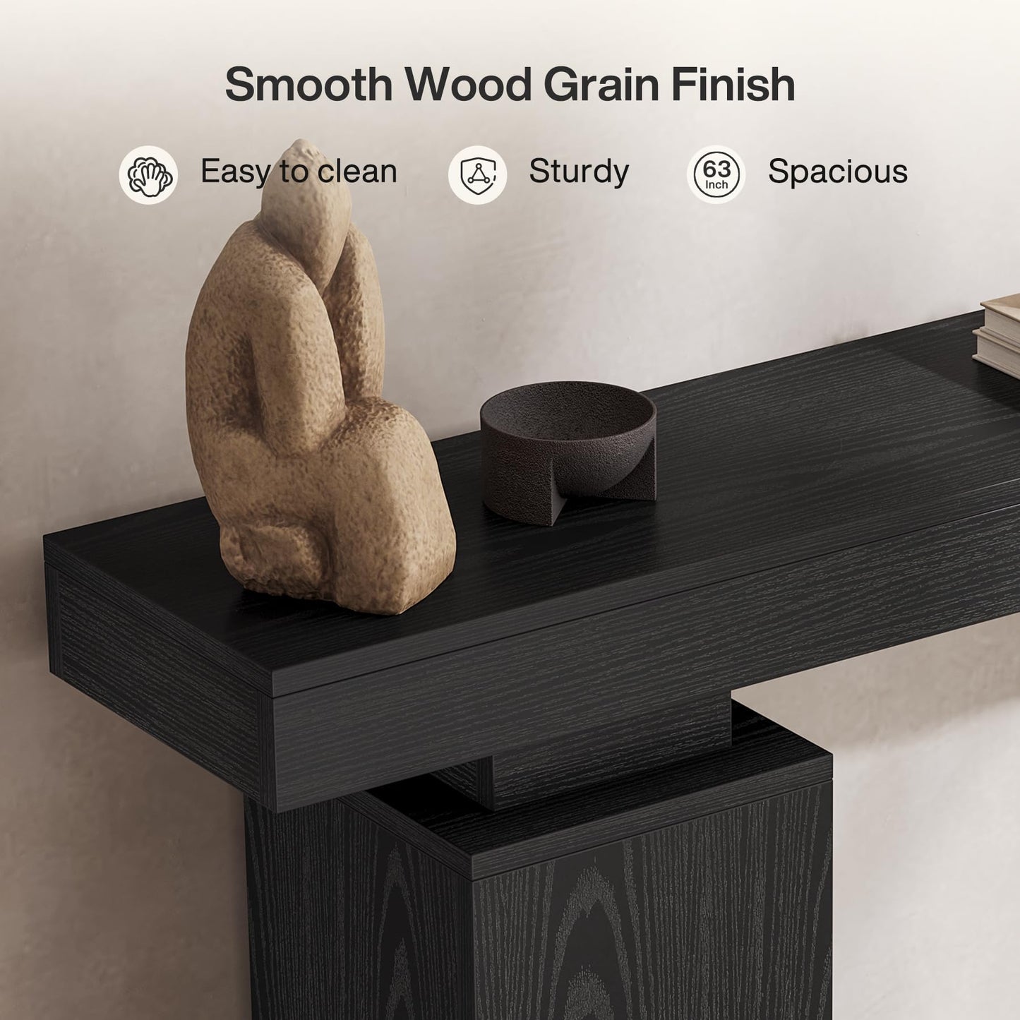 Tribesigns 63-Inch Long Console Table, Farmhouse Entryway Table Behind Couch, Wooden Foyer Stand Entry Station, Modern Hallway Accent Furniture for Living Room Decor, Entrance, Black