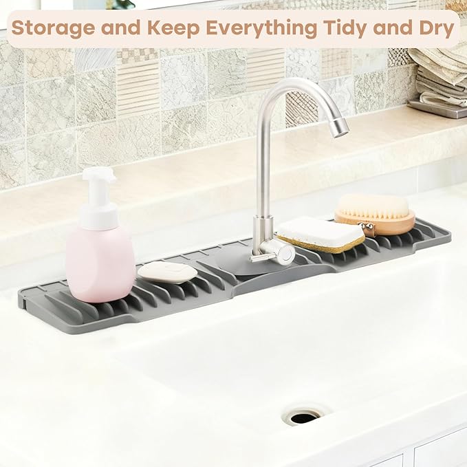 24 Inch Faucet Mat for Kitchen Sink, Silicone Sink Protector&Kitchen Sink