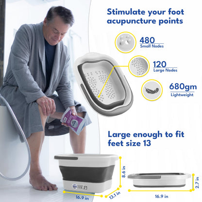 American Wellness Authority AWA Extra Large foot bath basin - Sturdy plastic soak tub For Soaking feet and Pedicure At Home Spa Kit Women Men (Grey Basin), 1.0 Count