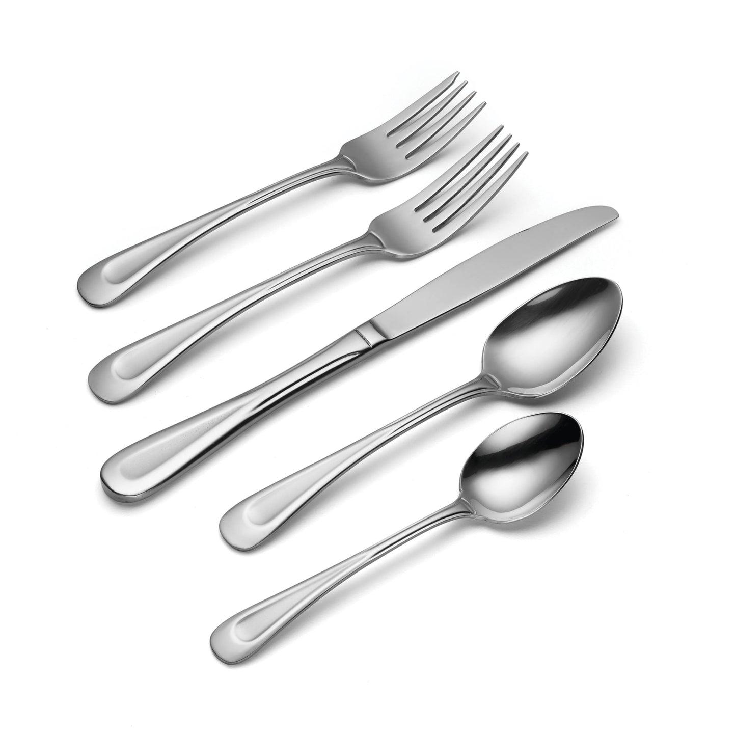 Oneida Silverware Set For 8, Satin Sand Dune 45-Piece Everyday Flatware Set with Serving Utensils, Service For 8, 18/0 Stainless Steel Silverware, Knives Spoons and Forks (Silver, 45 Piece)