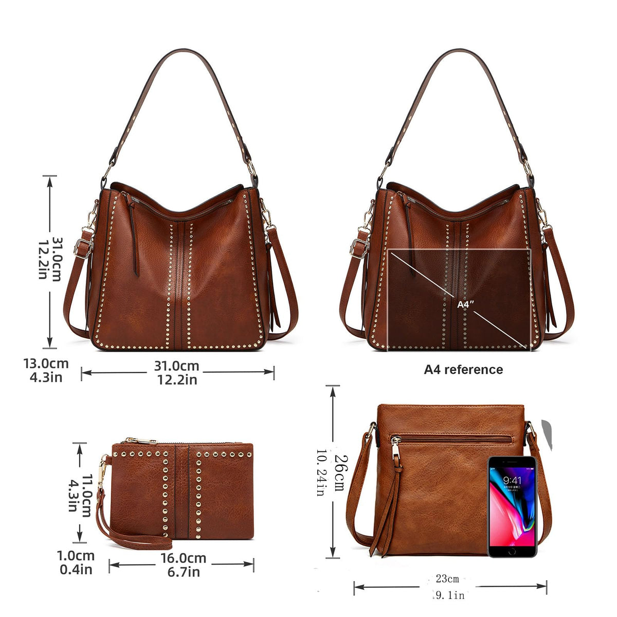 Hobo Bag for Women, Top Handle Satchel Handbags Purse and Wallet Set Ladies Chic Shoulder Purse Bucket Handbag