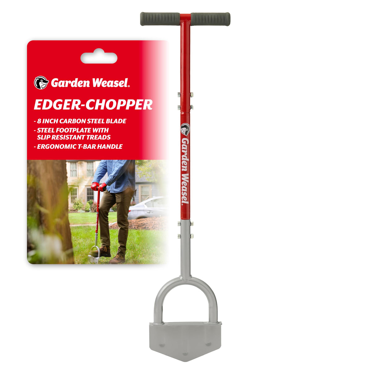 Garden Weasel Edger-Chopper Manual Lawn Edger Tool - Sod Cutter and Trenching Shovel for Clean Garden Borders - Ergonomic Handle and Carbon Steel Blade Latest Model 91714-3
