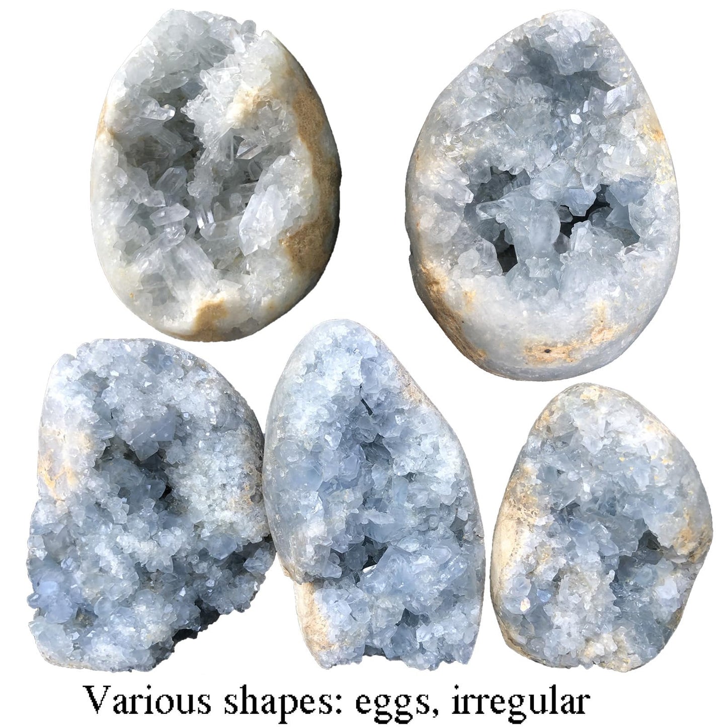 MOGEMT Raw Blue Celestite Crystal Geode Natural Healing Crystal Cluster Large Irregular Celestine Stone Home Decor 2-3 Lbs