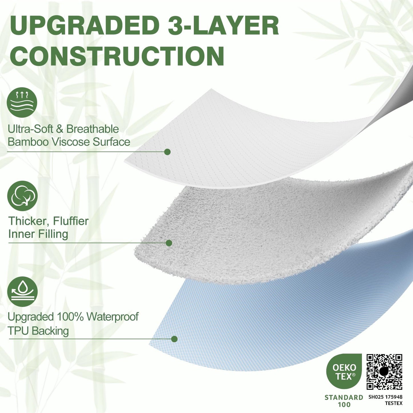 KAYWAZY Waterproof Mattress Protector Full Size - Cooling Breathable Mattress Cover for Full Bed, Noiseless Soft Bed Pad Cover, Snug Fit Deep Pocket 6''–18'', Ideal for Dorms & Guest Rooms, Green