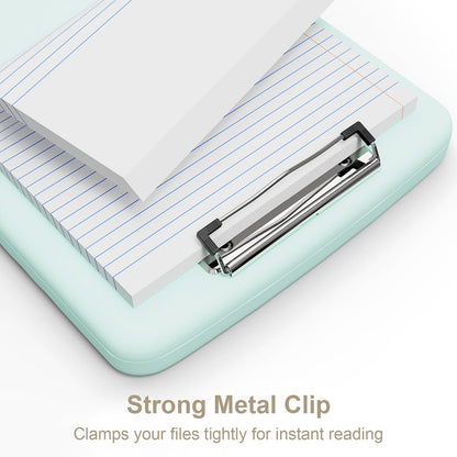 Piasoenc Clipboard with Storage, 8.5 x 11 Organization Box with Pen Holder and A4 Legal Paper Folder, Folio & Side-Opening, Low Profile Clip,for Nurses,Teachers, Size 14 x 9.6 x 1.2 in, Blue