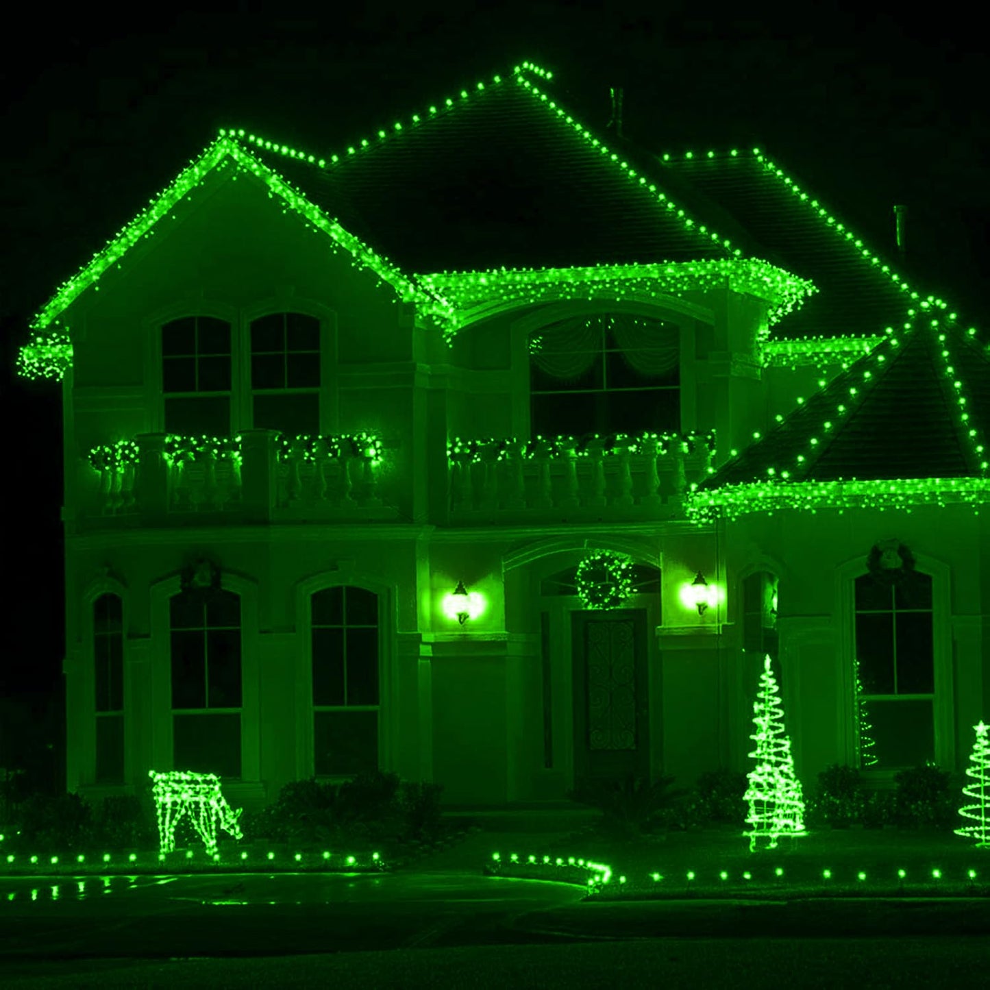 XTF2015 105ft 300 LED Christmas String Lights, End to End Plug 8 Modes Christmas Lights UL Certified Outdoor Indoor Fairy Light Tree, Patio, Garden, Party, Wedding, Holiday (Green)