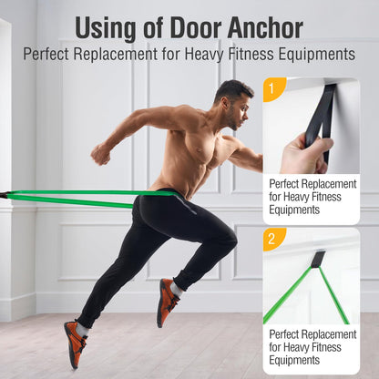 Resistance Band Pull Up Assist Band Set - 4 Thick and Heavy Different Resistance Workout Exercise Band with Door Anchor, Stretch Training Fitness Band for Unisex, Ideal for Home, Yoga, Powerlifting