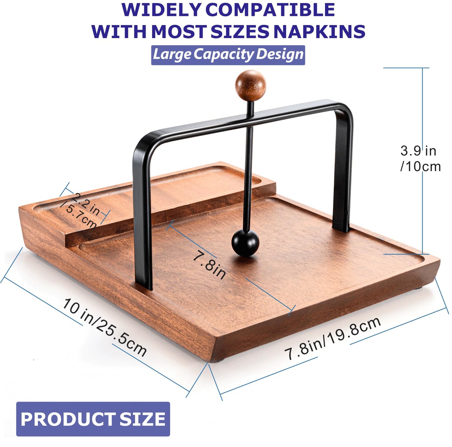 Wooden Napkin Holder – Multifunctional Napkin Holder for Table & Kitchen, Includes Space for Condiments – Perfect for Home, Kitchen, and Holiday Gatherings