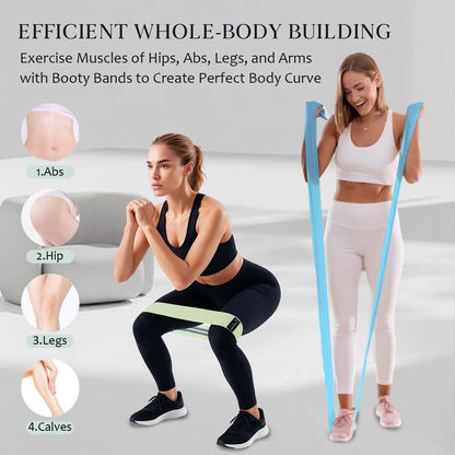 Wide Fabric Resistance Bands for Working Out, 3 Level Non-Slip Exercise Booty Bands for Women & Men Leg and Glutes with Hair Ties and Tape Measure - for Home Gym Workout, Yoga, Pilates