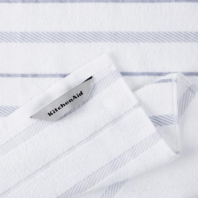 KitchenAid Albany Kitchen Towel 4-Pack Set, Lavender Cream/White