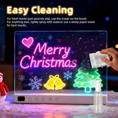 16" Rechargeable Led Drawing Board for Kids with 13 Light Effect, Glow Doodle Acrylic Dry Erase Board-Built-in Stand, Light Up Drawing Tablet Chalkboards for Kids, Gifts for Girls/Teen, 7 Markers