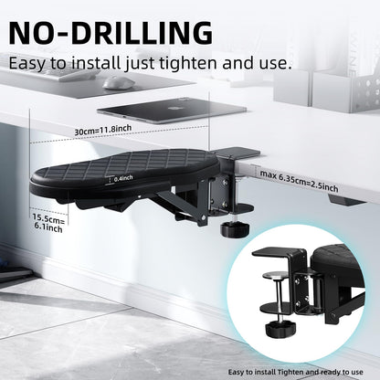 Ergonomics Desk Extender Tray, Table Mount Arm Wrist Rest Shelf, 90° Foldable Elbow Arm Support,Foldable, 180° Swivel, Computer Desk Extender Tray for Home and Office (Folding and Rotating)