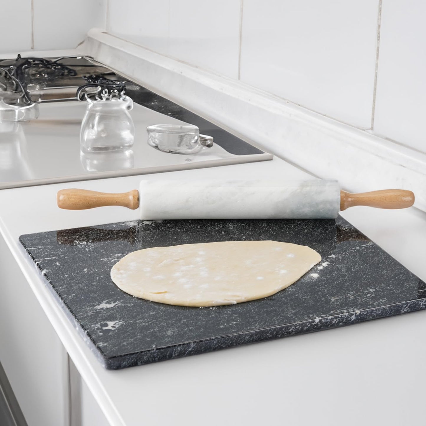Koville Brazilian Natural Granite Cutting Board for Kitchen, 16x20inch Extra Large Hand Crafted Stone Slab for Cheese, Charcuterie, Pastry Board - Wedding Gift, House Warming Gift