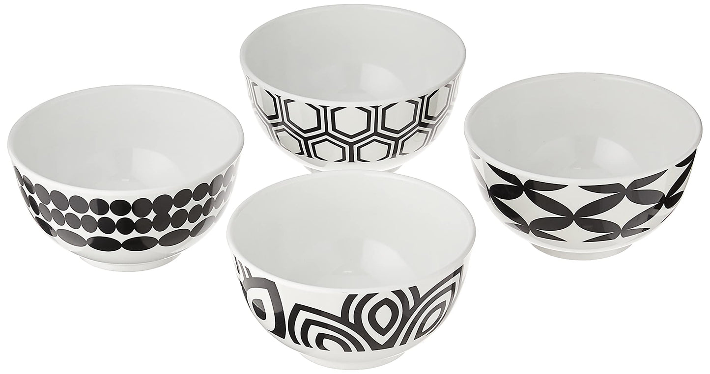 French Bull Melamine Mini Bowls, 4-Piece Set, 10 Fluid Ounces, Small Serving Bowl – Snack Condiment Dipping Sauce Dessert Ice Cream – Shatter Proof, BPA Free, Dishwasher Safe, 4”, Foli
