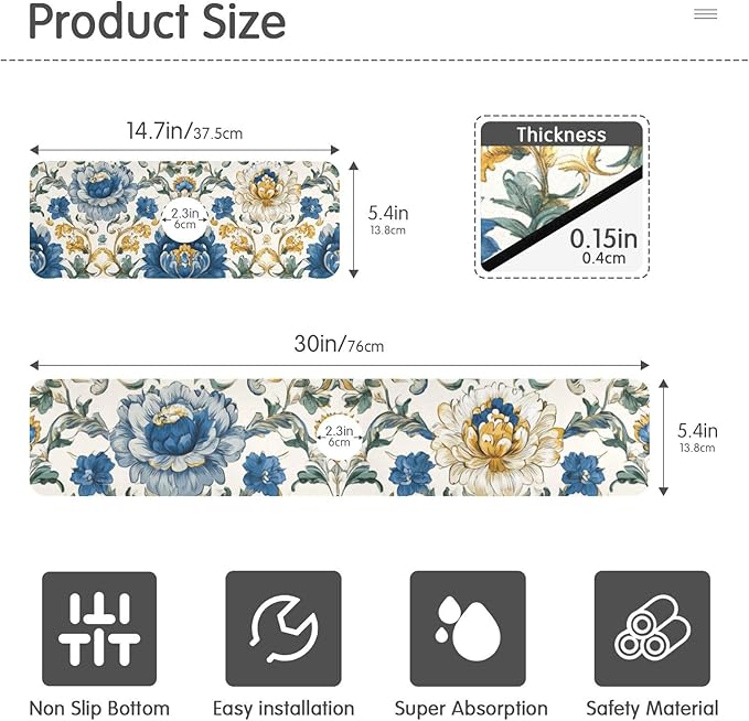 Kitchen Sink Splash Guard 2 PCS 30 Inch Sink Faucet Mat Splash Guard