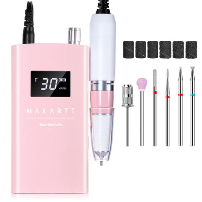 Makartt Electric Nail Drill - 35000RPM Rechargeable Efile with Coreless Motor, Nouvella Portable Nail Filer Machine for Acrylic Gel Removal with Drill Bits Set, Black