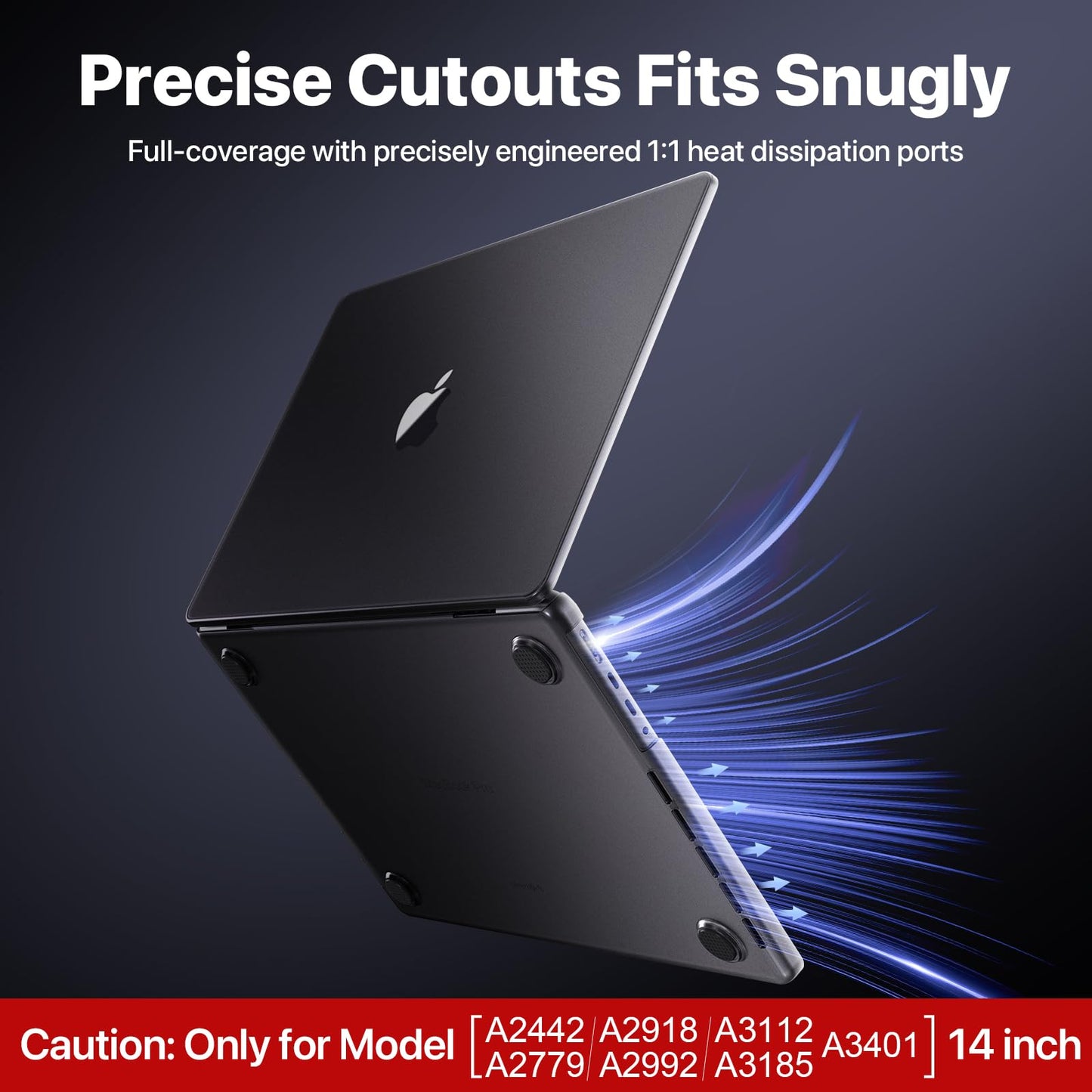 Soonjet for MacBook Pro 14 inch Case 2024-2021 M4 M3 M2 M1 Pro/Max [100% Match Official Color] A3401 A3112 A2992 A2918 A2779 A2442 Matte Cover Protective Hard Shell Case Laptop - Space Black Clear