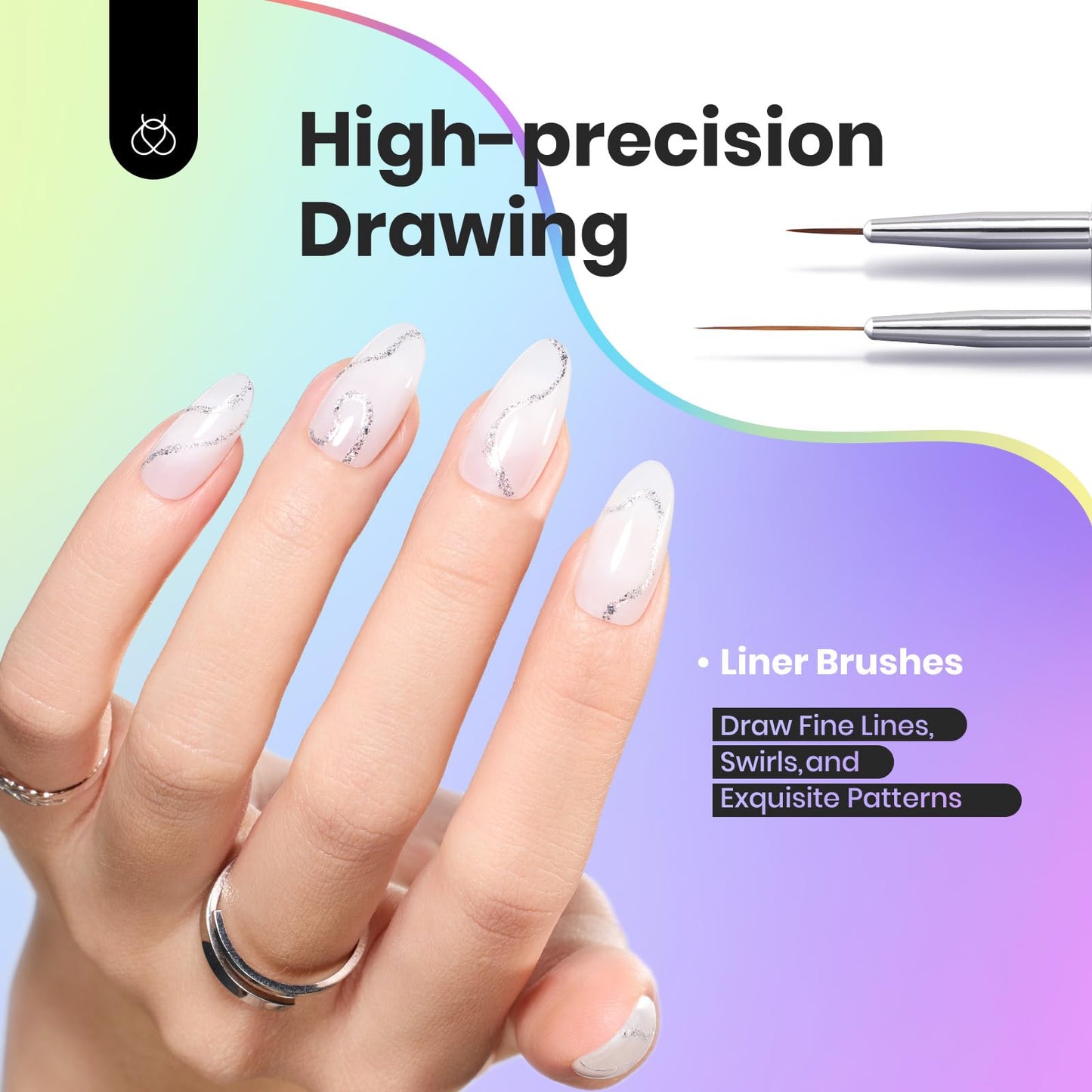 Beetles 31pcs Nail Art Brushes, Dotting Tools, Nail Art Pens, Dust Brush, Striping Liner Fingernail Drawing Pens with Palette Holder All in One for Starter Manicure Design Set