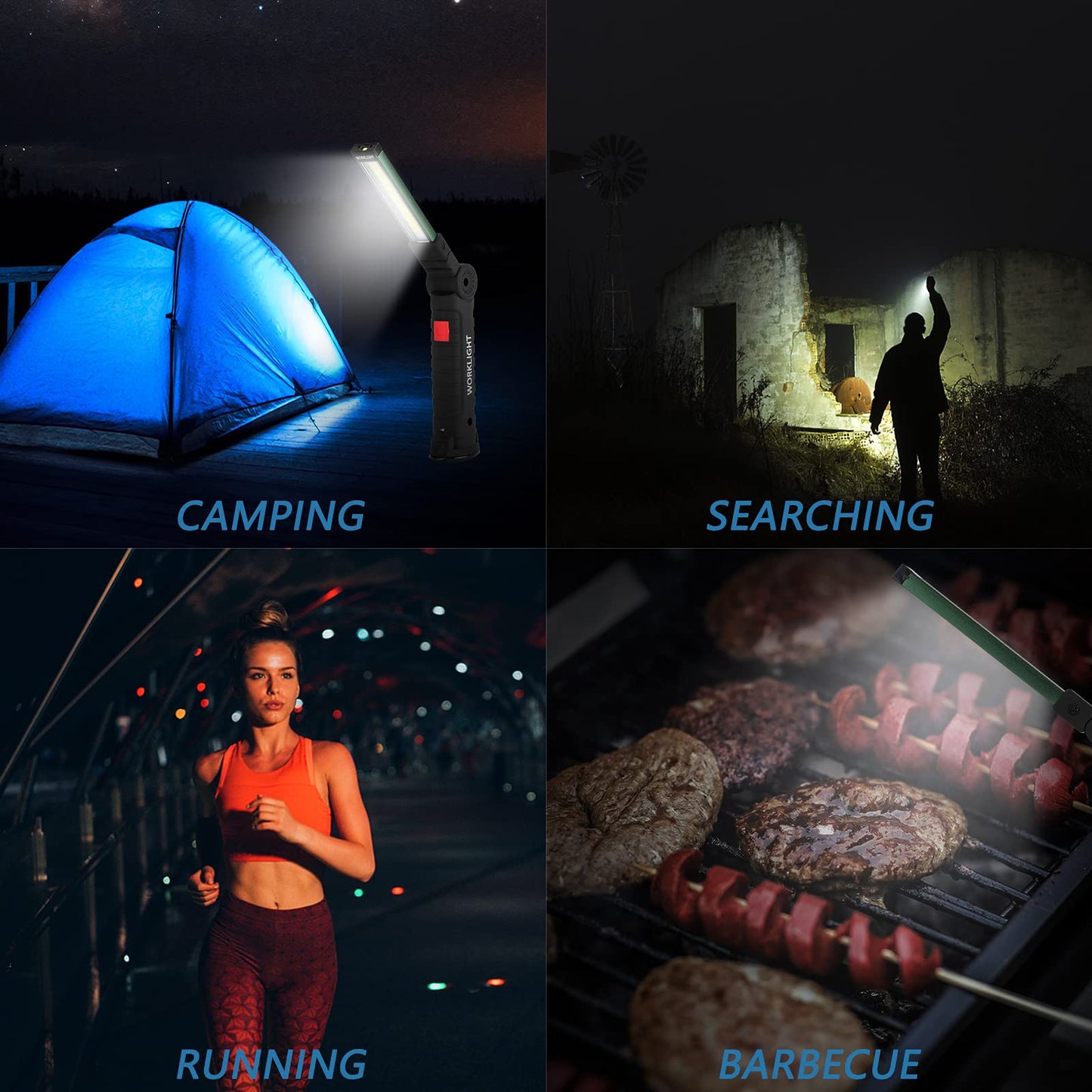 LED USB Rechargeable Torch,Vagocom Super Bright Flashlight COB Work Light Portable Inspection Lamps with Magnetic Base and Hook for Mechanic Tools,Camping,Emergency,Christmas Birthday men Gift(2 Pack)