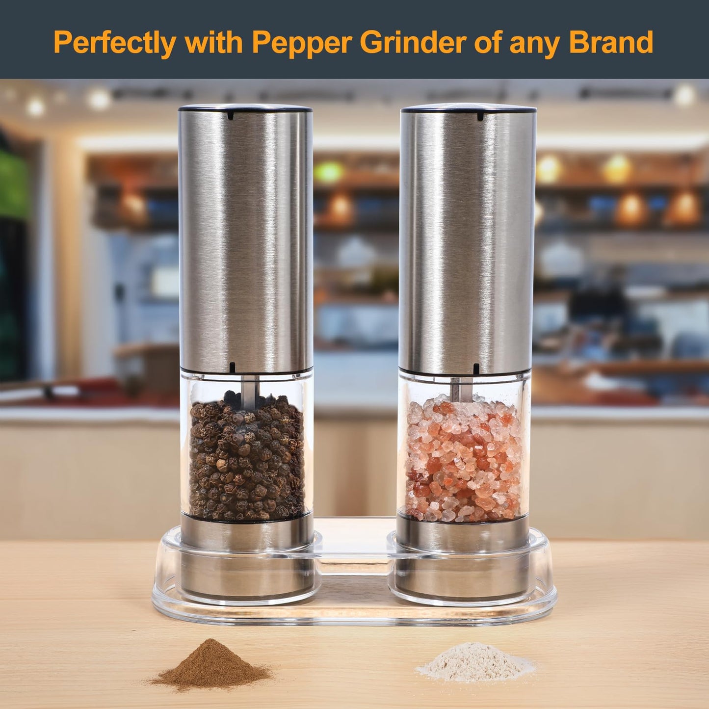 Salt and Pepper Grinder Mill Tray Clear Acrylic Transparent, Inner Dia 2.09 Inch, Fit Many Mills Shakers, Salt & Pepper Grinder Accessories, Kitchen Storage Holder (Clear)