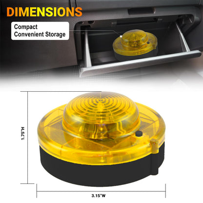 GT-Lite 4 Pack LED Emergency Beacon Yellow,Roadside Flare,Magnetic Base,2 Modes Flash and Steady,for Car Emergency Kit or Amish Buggy,RV,Boat,Crush Resistant,Water Resistant
