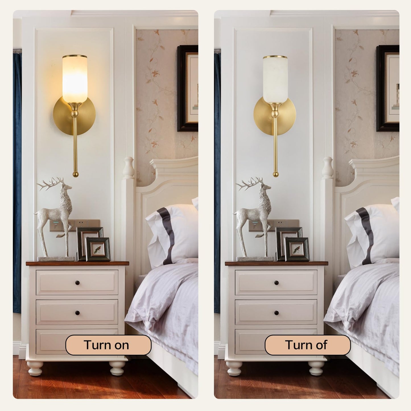 Fanyank Vintage Alabaster Wall Sconce, 15.4inch Natural Marble Lampshade Wall Sconce, Hardwired Sconce LED Modern Wall Lamp for Bedroom, Stairs, Living Room, Bedside, Hallway Gold