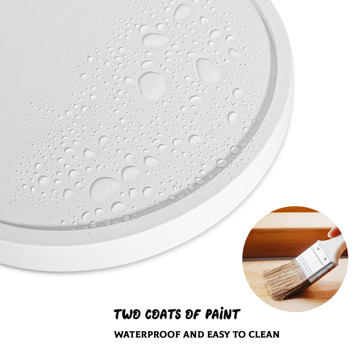Wood Lazy Susan Organizer Kitchen Turntable for Cabinet Farmhouse Bathroom Decor Round Decorative Tray for Vanity, Counter, Sink, Coffee Table, 10 Inch, White