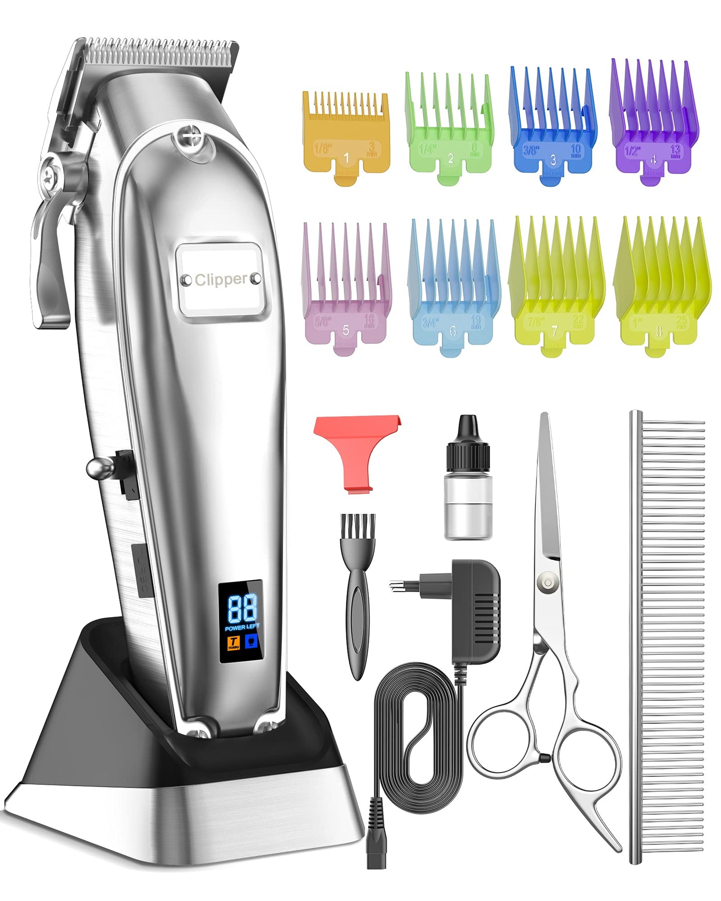 ONEISALL Dog Clippers Professional for Thick Hair,Dog Grooming Clippers, 2 Speed Cordless Pet Clippers for Dogs Cats, Silver