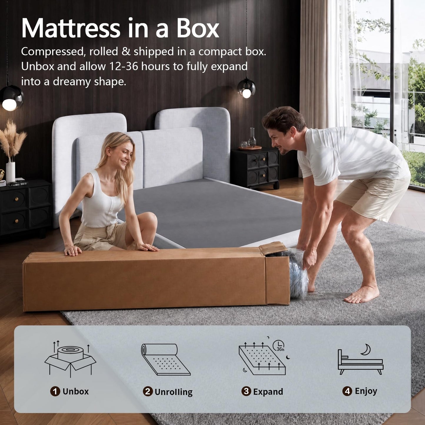 Twin Mattress, 12 Inch Twin Size Mattress in a Box, with Cooling Memory Foam & Pocket Springs, Extra Firm Feel Mattresses, Pressure Relief & Motion Isolation, CertiPUR-US Certified, 75"L x 39"W