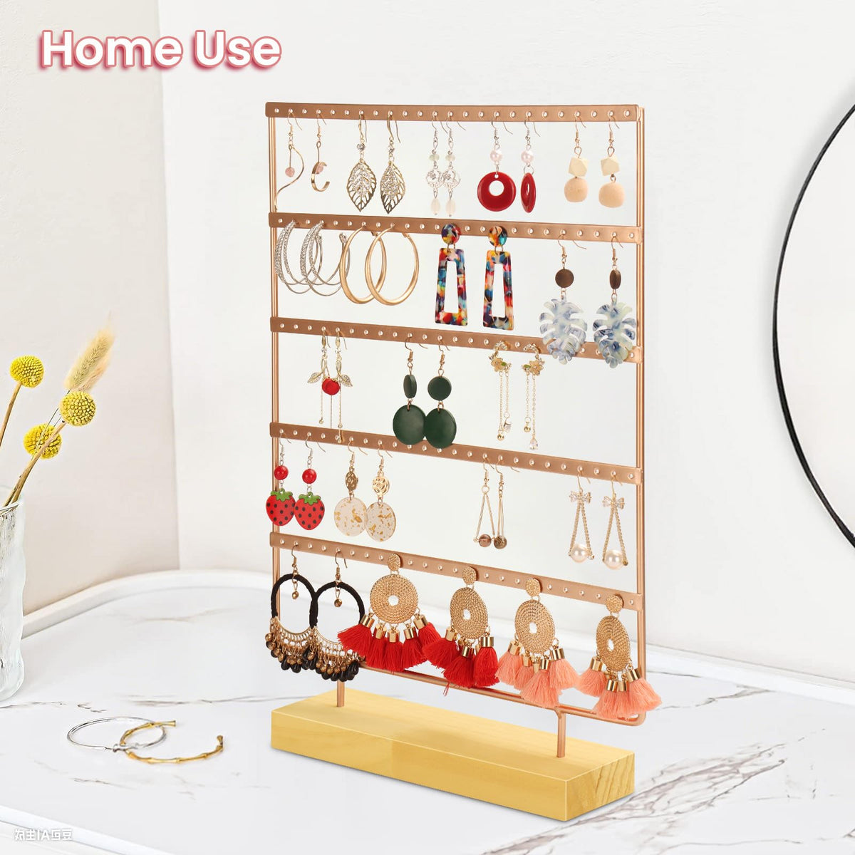 RNTBWD Earring Holder Organizer, Earring Display For Vendors, Earring Organizer, Earring Holder, Rose Gold Jewelry Organizers and Storage(5 Tiers & 120 holes)