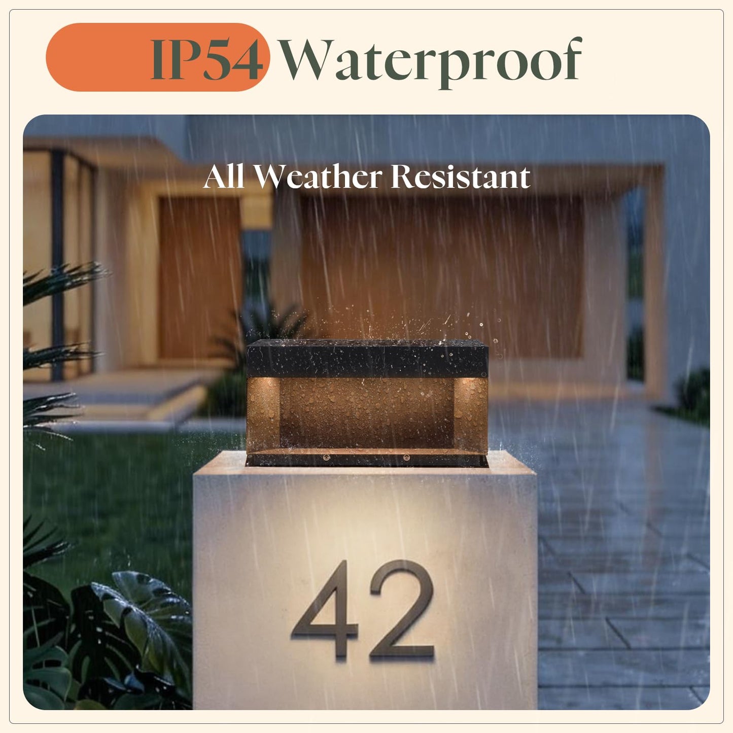 VZVI Solar Post Lights Outdoor, 11.8'' Pillar Light IP54 Waterproof, 3000K Solar Column Lights Outdoor, Dusk to Dawn Extra Large Pillar Light, Modern Fence Column Lamp Fixture for Entrance Deck Patio