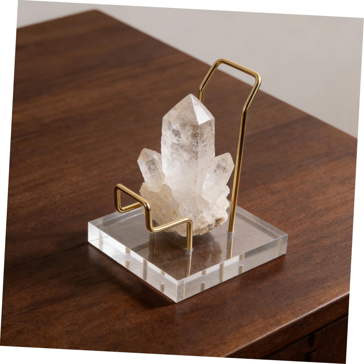 Baluue Acrylic Crystal Mineral Display Rack Large Gold Organizer Stand for Natural Stone Rock Holder Shelf Suitable for Home Office Retail Store Decoration