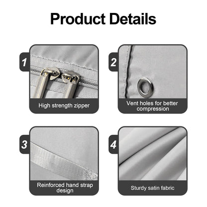 2Pcs Super Space Saving Self Compression Organizer, Quilt Storage Bags, Self Compression Storages Bags, Storage Bags for Quilts, Sweaters, Blankets (grey)