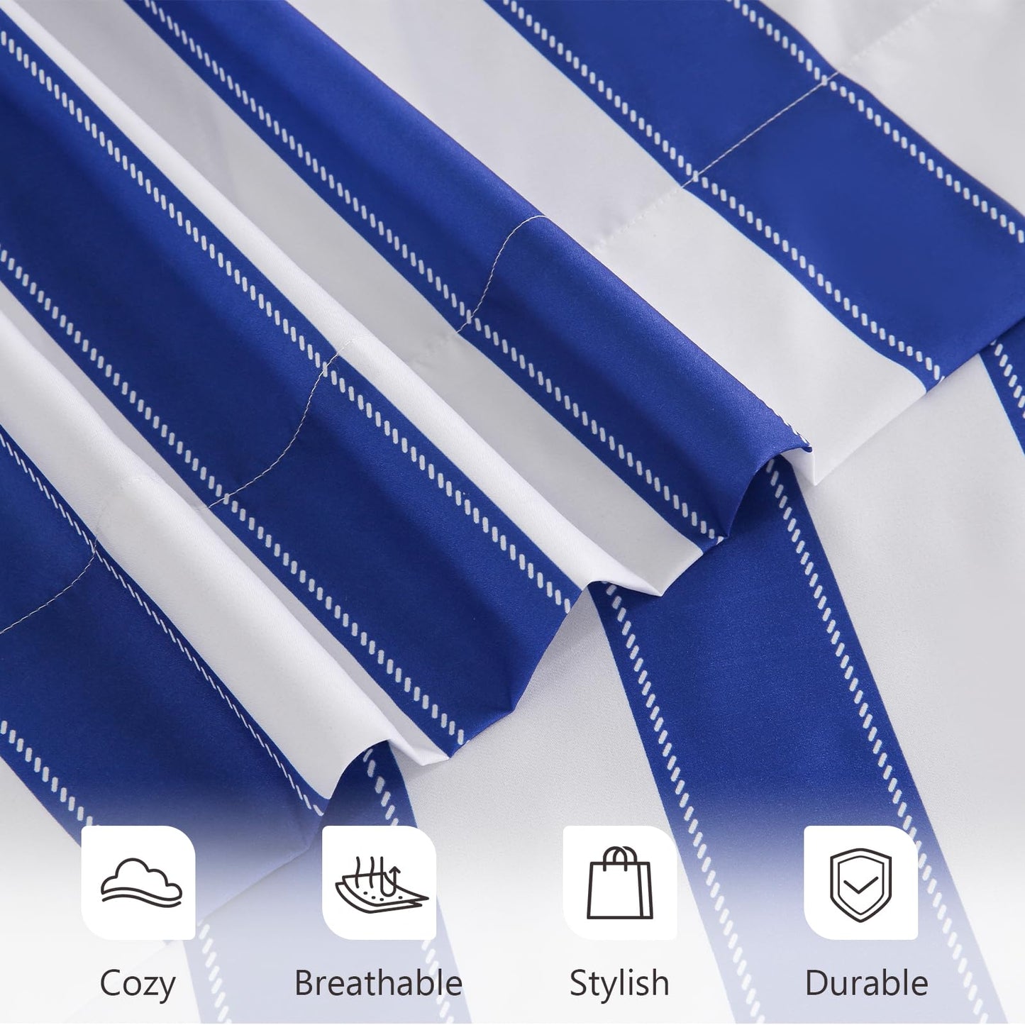 MCO 4Pieces Striped Sheets Set, Breathable King Sheet Set with 16" Deep Pocket,Modern & Luxury, Brushed Microfiber Bedding Set(King, Navy Blue)