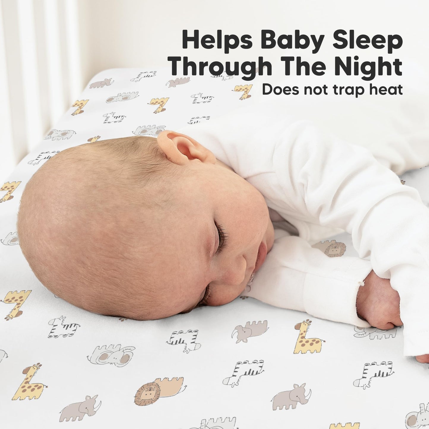 KeaBabies 2-Pack Organic Cotton Crib Sheets for Boys, Girls - 52x28 Fitted Crib Mattress Sheet Neutral, Breathable Cover for Baby Bed Set, Toddler Mattress, Soft & Cute Prints (KeaSafari)