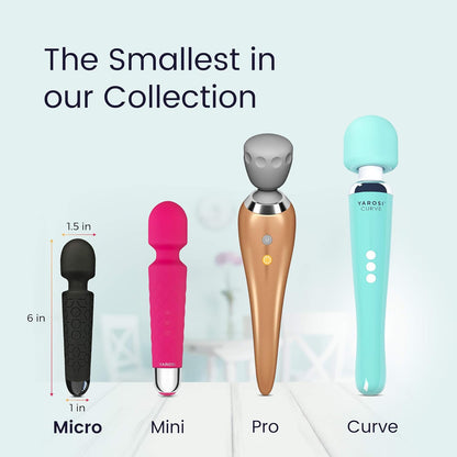 Yarosi Micro Personal Massage Wand Smallest Strongest Handheld Cordless Massager, Strong Powerful Compact Perfect For Travel, Magic Stress Away, All Body Back Legs Hand Pains Sports Recovery